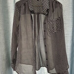 Guess Monochrome Geometric Blouse Size large- see through- new or like new